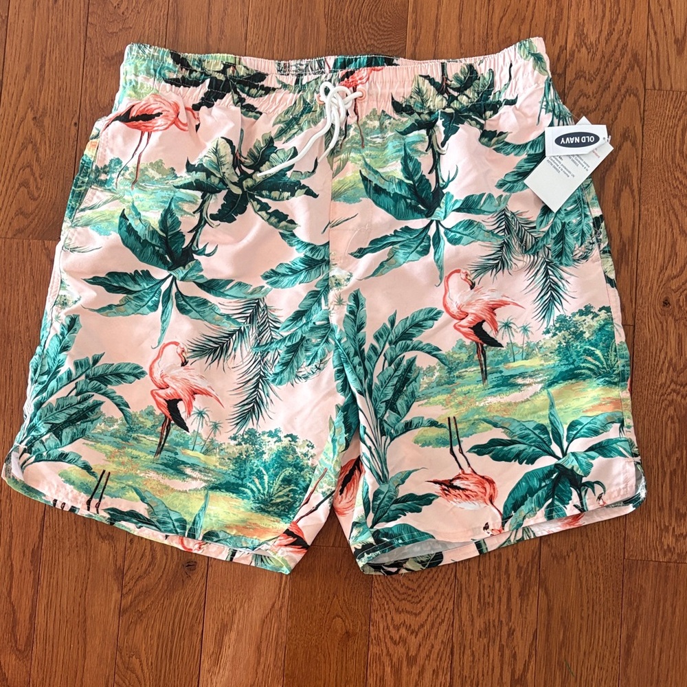 Flamingo Print Men's Swim Shorts